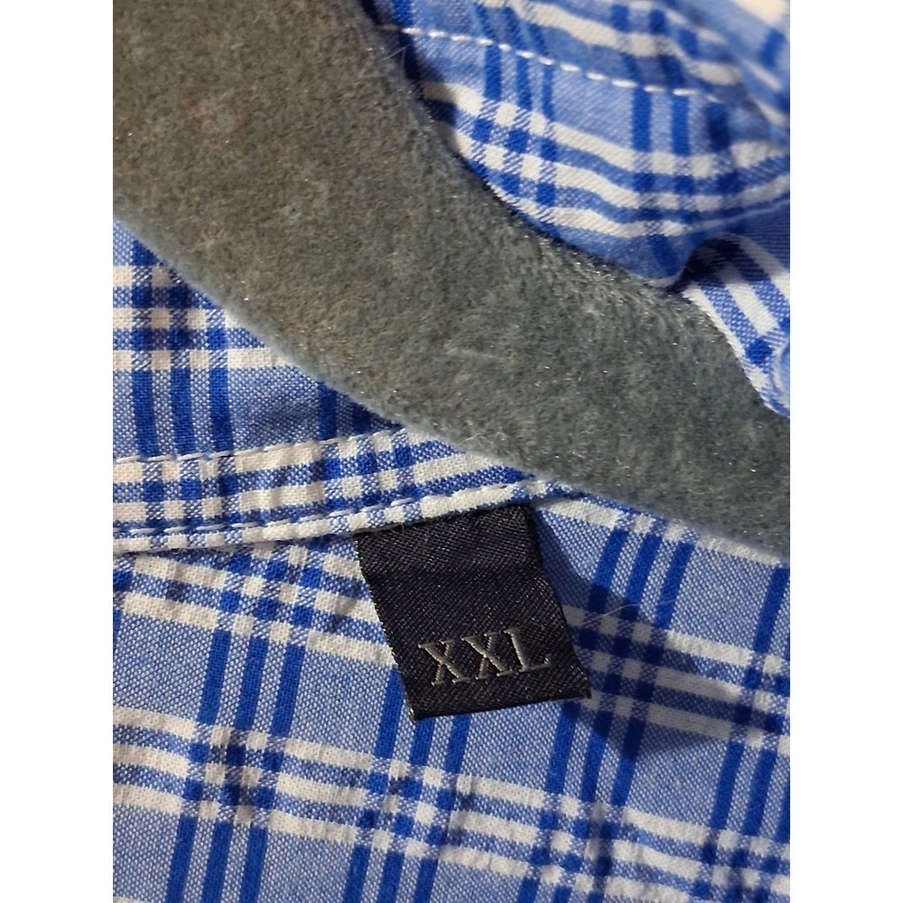 Zegna Sport Mens Blue White Plaid Long Sleeve Button Down Shirt Size Large - Picture 3 of 7